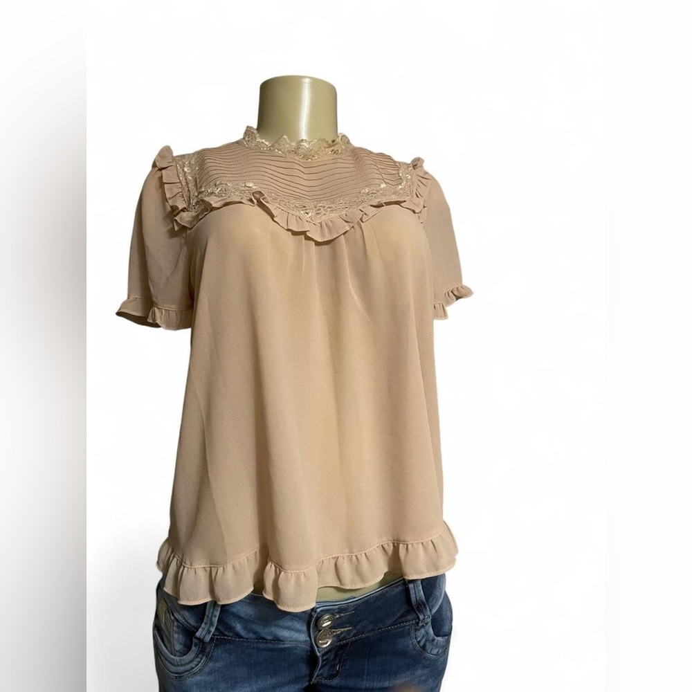 Forever 21 Beige Ruffle Blouse
